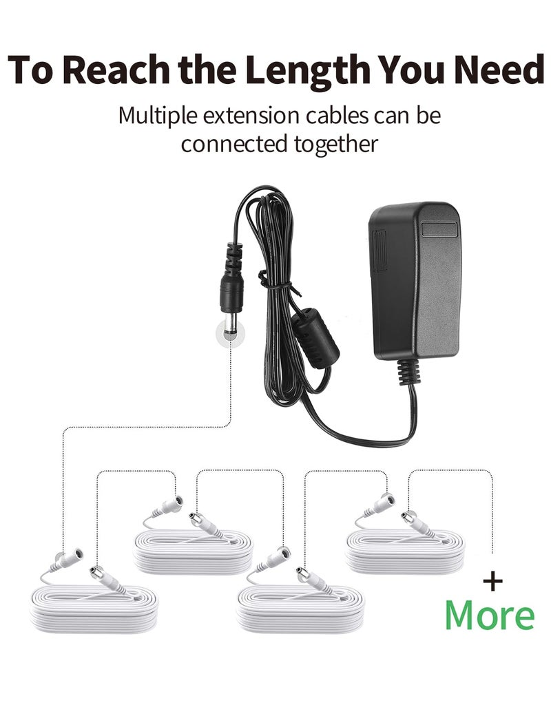 Tonton Power Extension Cable 10M 33Ft 2.1mm x 5.5mm Compatible with 12V DC Adapter Cord for CCTV Security Camera System NVR DVR and Standalone IP Camera(White) - Image 3